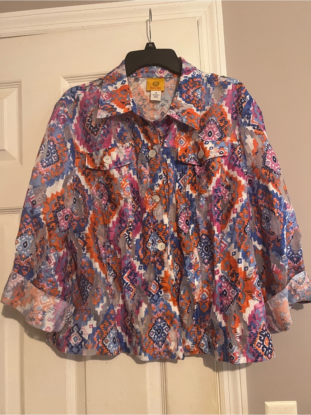 Colorful Aztec Print Button-Up Shirt/Jacket Cover